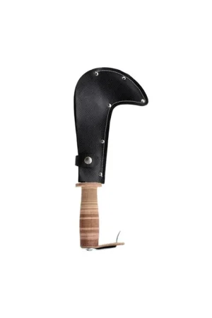Bon Plan Serpe chasseur - 20 cm avec étui en cuir manche cuir - Leborgne