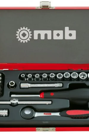 Remise Coffret métallique 1/4" – 29 pièces 6 pans avec cliquet - MOB