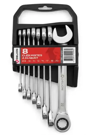 COFFRET 8 CLES MIXTES CLIQUET DELION Ø8-22 Must-Have