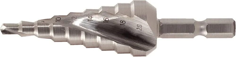 Populaire KS TOOLS 1/4' Forets étagés HSS sur porte-embouts,Ø 4-20mm, 9 etages ( 330.2382 )