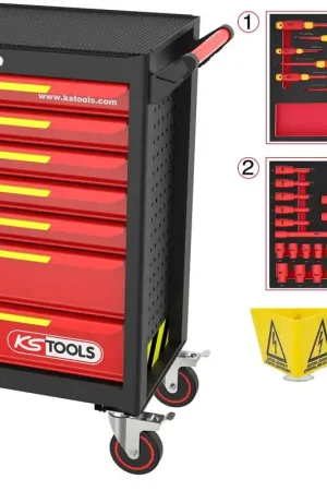 Prix Bas KS TOOLS Chariot d’atelier ECOline avec 42 outils isolés pour véhicules électriques et hybrides ( 117.6144 )