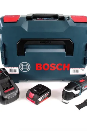 Promotion Saisonnière Bosch GOP 18 V-28 Professional Brushless Outil multifonctions découpeur-ponceur sans fil avec StarlockPlus + boîtier L-Boxx + 1x Batterie GBA 6,0 Ah + Chargeur GAL 1880 CV