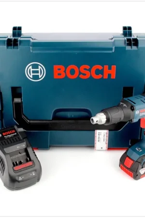 Bosch GSR 18 V-EC TE Professional brushless Visseuse Plaquiste sans fil avec boîtier L-Boxx + 1x Batterie GBA 6 Ah + Chargeur GAL 1880 + Chargeur de vis Bosch MA 55 Vente Flash