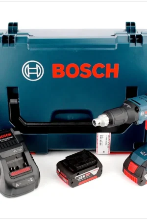 Bon Marché Visseuse cloison sèche Bosch GSR 18 V-EC TE batterie 18V 25Nm brushless + 2x batterie 6.0Ah + chargeur + accessoire chargeur MA 55 + L-Boxx