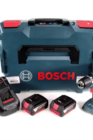 Bosch Professional GSR 18-2-Li Plus Perceuse-visseuse sans fil 18V 63Nm + Coffret de transport L-Boxx + 2 x Batteries 5,0 Ah + Chargeur rapide Must-Have