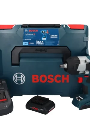 Commander Vite Bosch GDS 18V-1000 Professional Visseuse à chocs sans fil 18 V 1000 Nm BITURBO Brushless + 1x batterie ProCORE 4,0 Ah + chargeur + L-Boxx