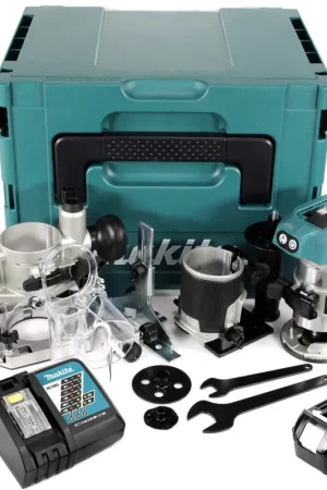 Expédié Aujourd'hui Makita DRT 50 RM1J X2 18 V Li-Ion Affleureuse plaque de plâtre sans fil Brushless avec boîtier Makpac + 1x Batterie BL 1840 4,0 Ah + Chargeur DC18RC + Module de fraisage
