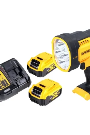 Authentique DeWalt DCL 043 18V XR Li-Ion Lampe torche LED sans fil + 2x Batteries 5,0 Ah + Chargeur