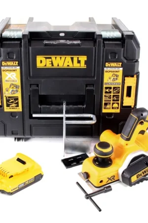 Certifié DeWalt DCP 580 NT raboteuse sans fil 18V 82mm + 1x batterie rechargeable 2,0Ah + TSTAK - sans kit chargeur