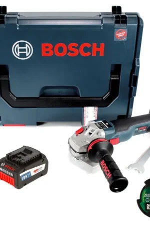 Bosch GWS 18 V-125 SC Professional 125 mm Meuleuse angulaire sans fil dans boîtier L-Boxx avec Module de connectivité GCY 30-4 + 1x Batterie 6,3 Ah EneRacer sans chargeur Jusqu'à Épuisement Des Stocks