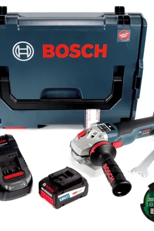 Commander Maintenant Bosch GWS 18 V-125 SC Professional 125 mm Meuleuse angulaire sans fil dans boîtier L-Boxx avec Module de connectivité GCY 30-4 + 1x Batterie 6,3 Ah EneRacer + Chargeur GAL 1880 CV