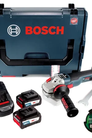 Bosch GWS 18 V-125 SC Professional 125 mm Meuleuse angulaire sans fil dans boîtier L-Boxx avec Module de connectivité GCY 30-4 + 2x Batteries 6,3 Ah EneRacer + Chargeur GAL 1880 CV Nouveauté
