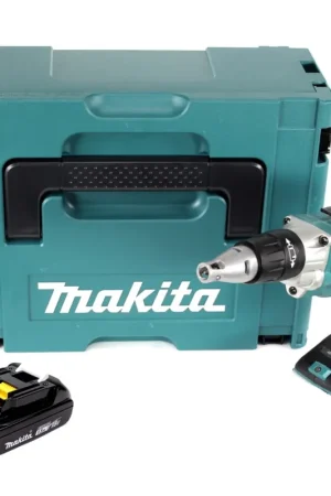 Certifié Makita DFS 250 Y1J 18 V Brushless Li-Ion Visseuse plaque de plâtre sans fil ave boîtier Makpac + 1x Batterie 1,5 Ah - sans Chargeur