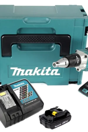 Makita DFS 250 RY1J Visseuse à cloison sèche sans fil 18 V Brushless + 1x Batterie 1,5 Ah + Chargeur + Makpac Offre Spéciale