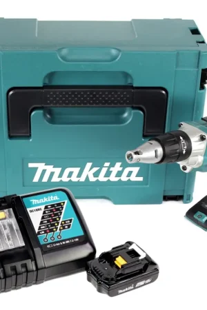 Nouvelle Collection Makita DFS 250 RA1J Visseuse à cloison sèche sans fil 18 V Brushless + 1x Batterie 2,0 Ah + Chargeur + Makpac