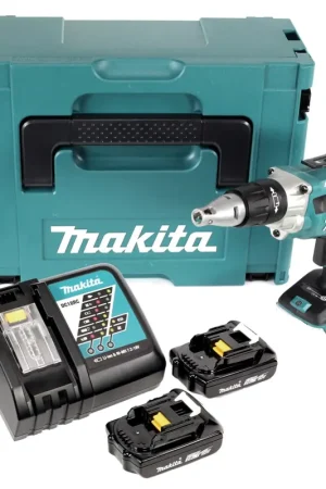 Makita DFS 250 RAJ Visseuse à cloison sèche sans fil 18 V Brushless + 2x Batteries 2,0 Ah + Chargeur + Coffret Makpac Certifié