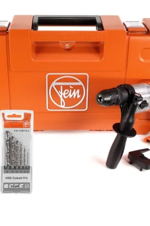 Nouvel Arrivage FEIN ABOP 13-2 Select Brushless 18 V Li-Ion Perceuse sans fil + Foret métal + Coffret de transport + Set de forets hélicoïdaux HSSTwist Cobalt 5% 2-8 mm, 6 pièces - sans Batterie, sans Chargeur