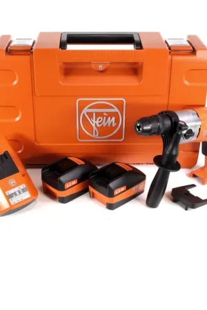 Must-Have FEIN ABOP 13-2 Brushless 18 V Li-Ion Perceuse sans fil avec Mandrin métallique en Coffret + 2x Batteries 5,0 Ah + Chargeur ALG 50 + 6 pièces Jeu de forets hélicoïdaux HSS Cobalt 5% 2-8 mm