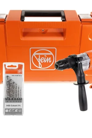 FEIN ABOP 10 Brushless 18 V Li-Ion Perceuse sans fil + Foret métal + Coffret de transport + Set de forets hélicoïdaux HSS Cobalt 5% 2-8 mm, 6 pièces - sans Batterie, sans Chargeur Quantité Limitée