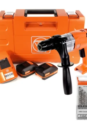 FEIN ABOP 10 C Brushless 18 V Li-Ion Perceuse sans fil + Foret métal + 2 x Batteries 2,5 Ah + Coffret de transport + Chargeur + Set de forets hélicoïdaux HSS Cobalt 5% 2-8 mm, 6 pièces Offre Limitée