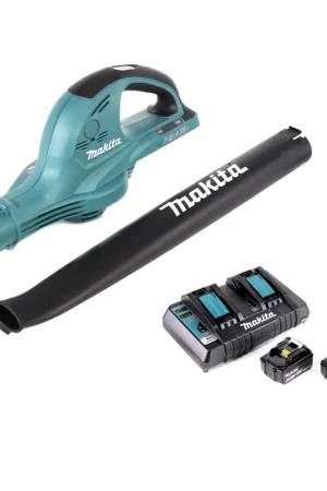 Promotion Makita DUB 361 PM Souffleur sans fil 2x 18 V / 36 V + 2x Batteries Makita BL 1840 B 4 Ah / 4000 mAh + Chargeur double Makita DC 18 RD