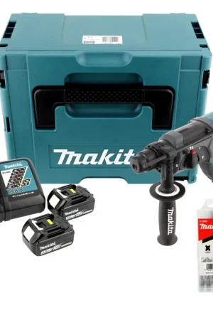Makita DHR 202 RFJ 18 V Perforateur Burineur SDS-Plus avec boîtier Makpac + 2x Batteries 3,0 Ah + Chargeur + 1x 5 Burins large SDS-Plus Promotion