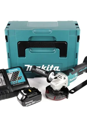 Makita DGA 458 RT1J 18 V Li-Ion Meuleuse sans fil 115 mm Brushless + 1 x Batterie BL 1850 B 5,0 Ah + 1 x Chargeur Rapide DC 18 RC Achat Immédiat