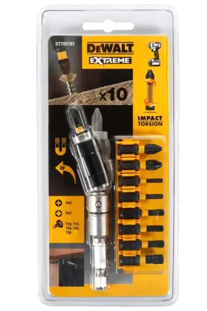DeWalt DT 70578 T-QZ Jeu de 10 embouts pour chocs extrêmes + Porte Embouts pivotant (N362569) Dernier Modèle