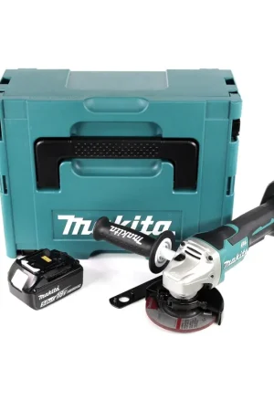 Petit Prix Makita DGA 458 T1J 18 V Li-Ion Meuleuse sans fil 115 mm Brushless dans un Coffret Makpac + 1 x BL 1850 B 5,0 Ah Batterie - sans Chargeur