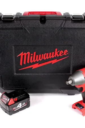 Milwaukee M18 ONEIWF12 401 18 V Li-Ion Boulonneuse à choc sans fil dans coffret + 1x Batterie M18 B4 4,0 Ah - sans chargeur Meilleur Prix