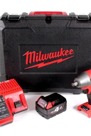 Milwaukee M18 ONEIWF12 401C Boulonneuse ONE-KEY™ sans fil 18 V Li-Ion + Boîte à outils + 1x Batterie M18 B4 4.0 Ah + Chargeur M12-18C Top Vente