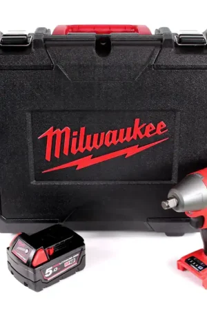 Meilleur Choix Milwaukee M18 ONEIWF12 501 18 V Li-Ion Boulonneuse à choc sans fil dans Coffret + 1x Batterie M18 B5 5,0 Ah - sans chargeur