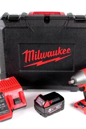 Milwaukee M18 ONEIWF12 501C Boulonneuse ONE-KEY™ sans fil 18 V Li-Ion + Boîte à outils + 1x Batterie M18 B5 5.0 Ah + Chargeur M12-M18C Authentique