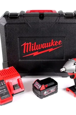 Milwaukee M18 BIW12-501 Bouleunneuse à percussion sans fil 18 V + 1x Batterie 5,0Ah + Chargeur + Coffret Prix Bas
