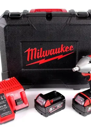 Achetez Aujourd'hui Milwaukee M18 BIW12-502C Bouleunneuse à percussion sans fil 18 V + 2x Batteries 5,0Ah + Chargeur + Coffret
