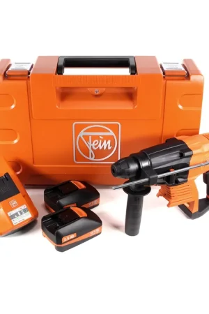 FEIN ABH 18 Perforateur burineur sans fil + coffret de transport + 2x Batteries 2,5 Ah + Chargeur universel rapide Commander Maintenant