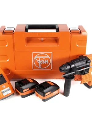 FEIN ABH 18 Perforateur burineur sans fil + coffret de transport + 2x Batteries 5,0 Ah + Chargeur universel rapide Super Prix