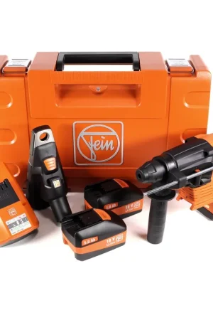FEIN ABH 18 Perforateur burineur sans fil + coffret de transport + 2x Batteries 5,0 Ah + FEIN buse à poussière + Chargeur universel rapide Remise
