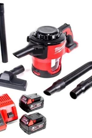 Milwaukee M18 CV 502C Aspirateur sans fil 18V + 2x Batteries 5,0 Ah + Chargeur Solde