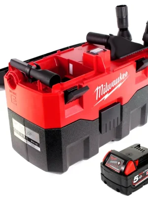 Solde Aspirateur eau et poussière Milwaukee M18 VC 501 batterie 18V + 1x batterie 5,0Ah - sans chargeur
