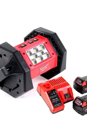 Milwaukee M18 AL-402C Projecteur de chantier LED sans fil 1100 lumens + 2x Batteries 4,0Ah + Chargeur Satisfait Ou Remboursé