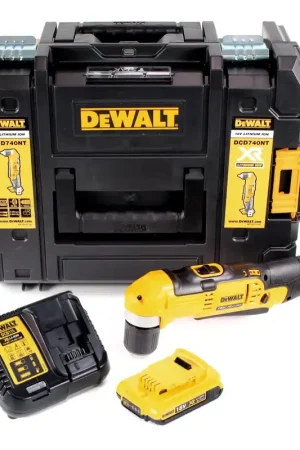 Haute Qualité Dewalt DCD 740 D1 18 V Li-Ion Perceuse d'angle sans fil + Coffret de transport TSTAK II + 1x Batterie 2,0 Ah + Chargeur