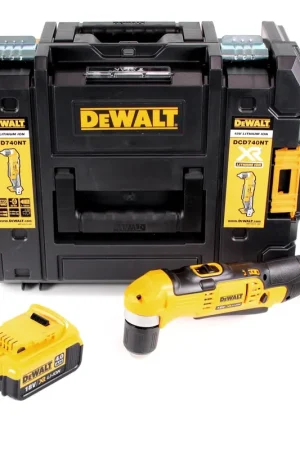 Achat Immédiat DeWalt DCD 740 18 V Li-Ion Perceuse d'angle sans fil + Malette de transport TSTAK II + 1 x Batterie 4,0 Ah - sans Chargeur
