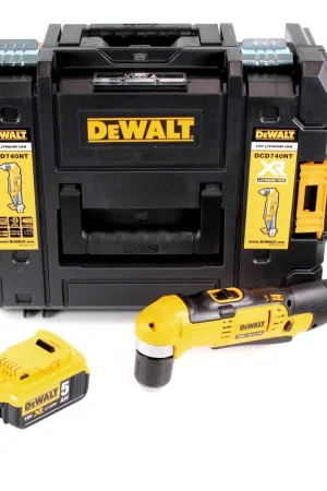DeWalt DCD 740 18 V Li-Ion Perceuse d'angle sans fil + Malette de transport TSTAK II + 1 x Batterie 5,0 Ah - sans Chargeur Remise