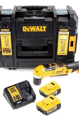 DeWalt DCD 740 P2 18 V Li-Ion Perceuse d'angle sans fil + Malette de transport TSTAK II + 2 x Batteries 5,0 Ah + Chargeur Prix Bas