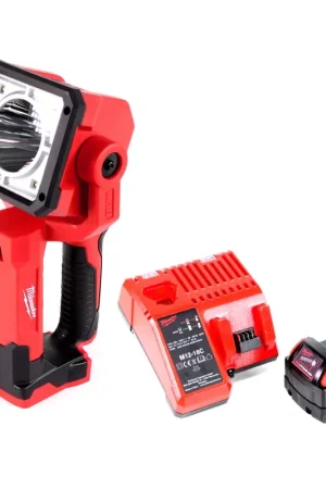 Projecteur portatif à batterie Milwaukee M18 SLED-501C avec 1250 lumens + 1 batterie 5,0 Ah + chargeur universel Top Vente