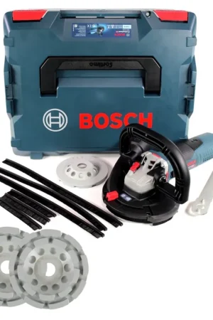 Bosch GBR 15 CAG Professional Ponceuse à béton 1500 W dans Coffret L-Boxx + 3x Molettes diamantées Bosch Expert for Concrete 125 x 22,23 x 4,5 mm Usine Directe