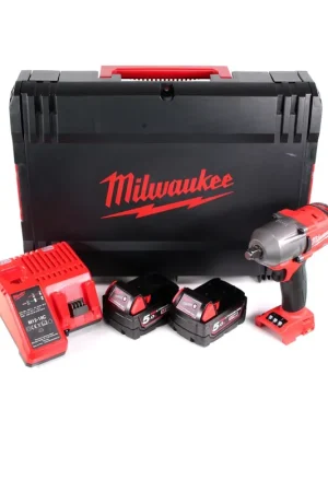 Commander Vite Milwaukee M18 FMTIWF12-502CX Visseuse à percussion sans fil 18V, 610Nm, sans balai + 2x Batteries 5,0Ah + Chargeur + Coffret HD
