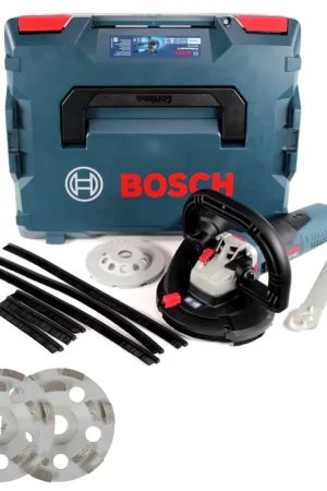 Bosch GBR 15 CAG Professionelle Ponceuse à béton 1500 W dans Coffret L-Boxx + 2x molettes diamantées Bosch Expert for Concrete 125 x 22,23 x 4,5 mm Authentique