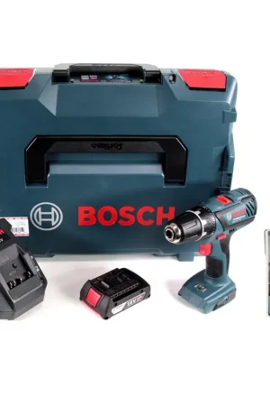 Bosch GSR 18-2-Li Plus Professional Perceuse visseuse sans fil + Coffret de transport L-Boxx + 1x Batterie 2,0 Ah + Chargeur AL 1820 CV + Set de Forets pour Bois Dernière Chance
